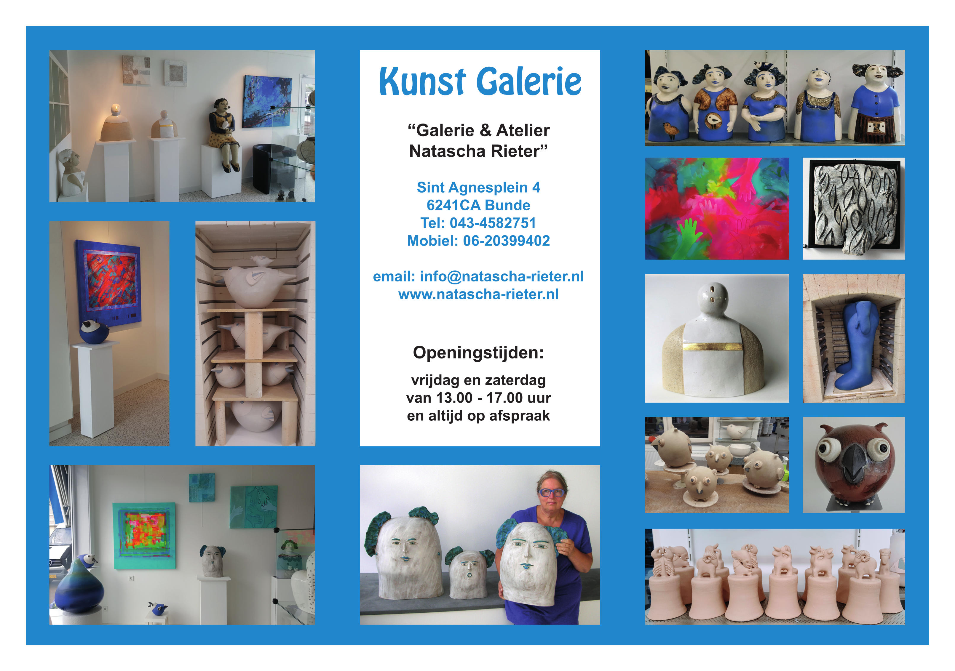 Galerie Natascha Rieter Logo - Ronde cirkel in het licht blauw met het logo van kunsenares Natascha Rieter